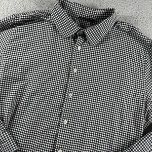 Porter +‎ Ash Shirt Mens XL Black White Gingham Plaid Long Sleeve Button Up